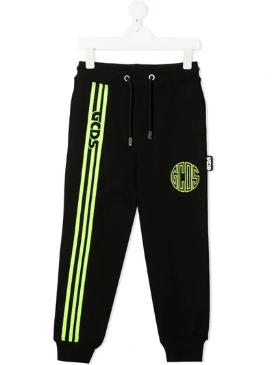 Gcds Kids' Yellow Details Tracksuit Pants In Black