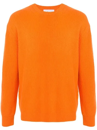 Solid Homme Fine Ribbed Knit Jumper In Orange