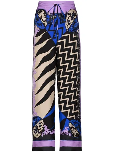 Emilio Pucci Purple X Koché Lupa Print Silk Trousers