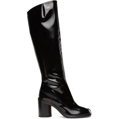 Maison Margiela Tabi 80mm Glossed-leather Boots In Black