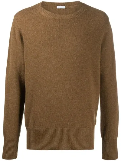 Caruso Fine-knit Crew Neck Jumper In Brown