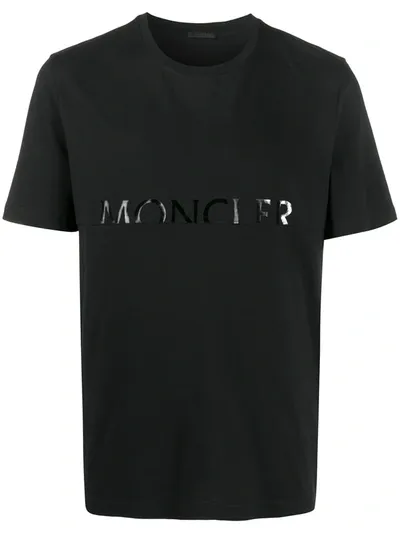 Moncler Logo Panel-detail T-shirt In Black