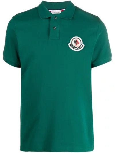 Moncler Logo Patch Polo Shirt In Green