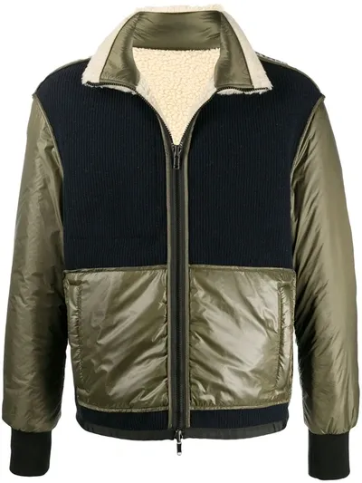 Hogan Colour-block Bomber Jacket In Green