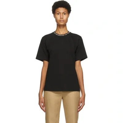 Victoria Victoria Beckham Logo Lined Crew Neck T-shirt In Black