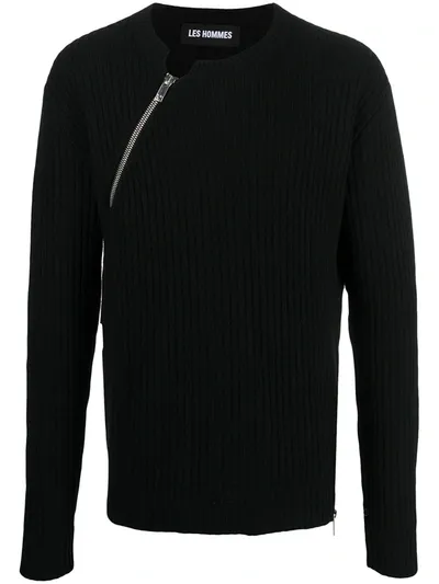 Les Hommes Men's Crew Neck Neckline Jumper Sweater Pullover In Black