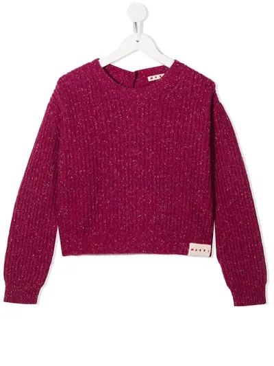 Marni Teen Melange Rib-trimmed Jumper In Fuchsia