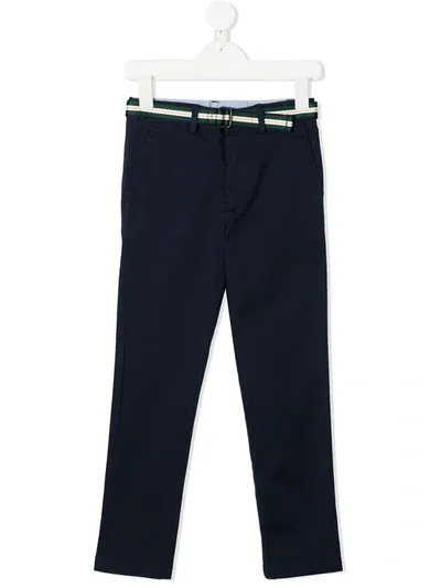 Polo Ralph Lauren Kids' Belted Slim-fit Trousers In Blue