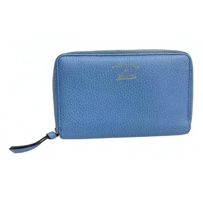 Pre-owned Gucci Leather Wallet In Blue