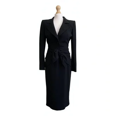 Pre-owned Emanuel Ungaro Wool Mid-length Dress In Black