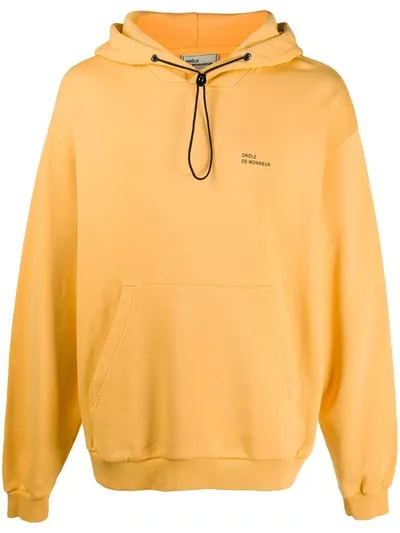 Drôle De Monsieur Graphic-print Drawstring Hoodie In Yellow