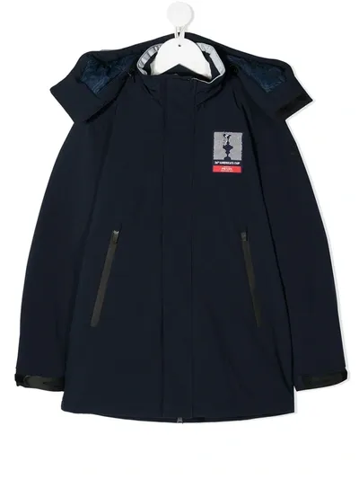 North Sails Kids' Hooded Mid-length Parka In Blue