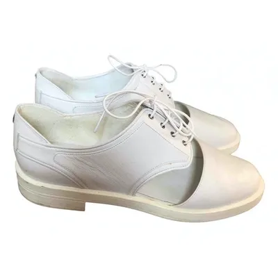 Pre-owned Giorgio Armani Leather Lace Ups In White