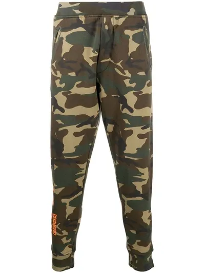 Dsquared2 Icon Camouflage-print Track Pants In Green