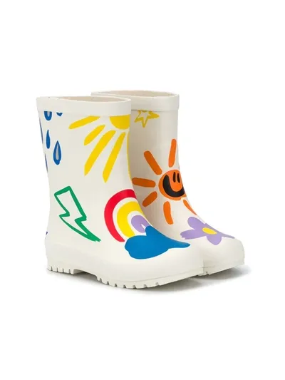 Stella Mccartney Kids' Rainbow And Sun-print Wellies In White