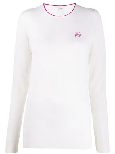 Loewe Anagram Cropped Sweater In Neutrals