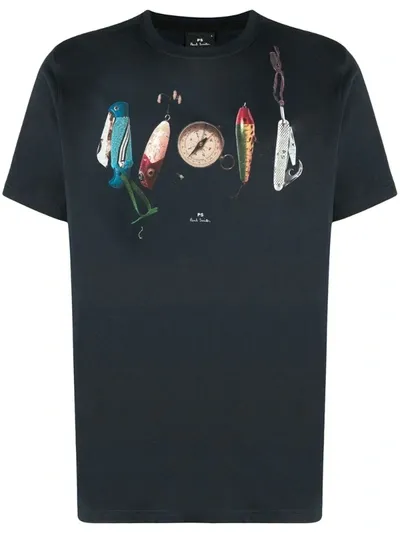 Ps By Paul Smith Fishing Print T-shirt In Blue