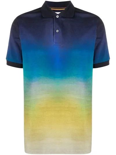 Paul Smith Gradient Polo Shirt In Blue