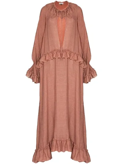 Masterpeace Ruffled Cotton Maxi Dress In Pink