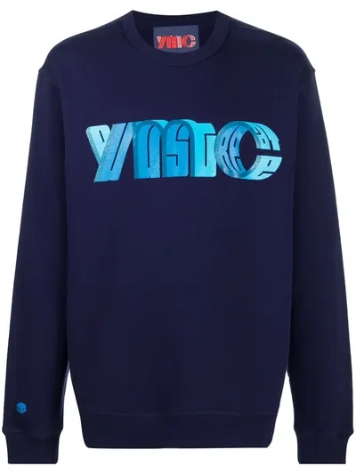 Ymc You Must Create Long Sleeve Logo Print Jumper In Blue