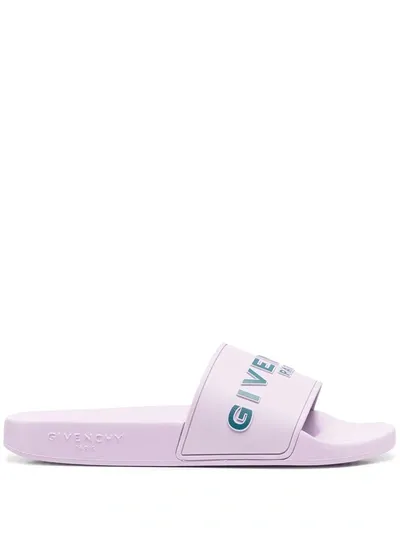 Givenchy Paris Rubber Slides In Purple