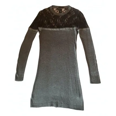 Pre-owned Pinko Wool Mini Dress In Grey