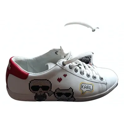 Pre-owned Karl Leather Trainers In White