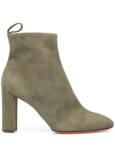 Santoni Tie-fastening Suede Ankle Boots In Green