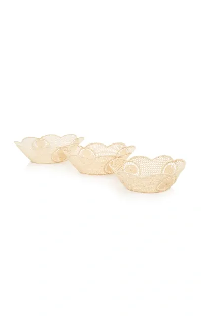 Moda Domus Set-of-three Raffia Nesting Bowls In Neutral