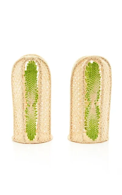 Moda Domus Set-of-2 Raffia Wine Covers In Green