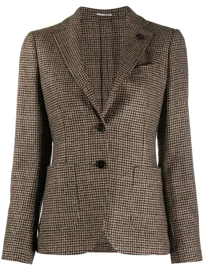 Lardini Houndstooth Single Breasted Blazer In Brown