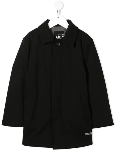 Paolo Pecora Black Trench Coat Teen In Nero