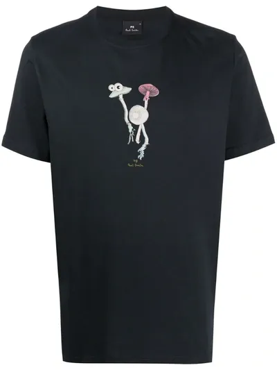 Ps By Paul Smith Mushrooms Print T-shirt In Blue