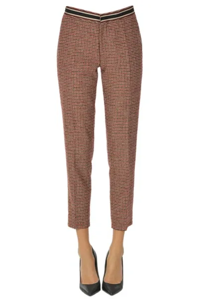 Pt01 Hound's-tooth Print Trousers In Bordeaux