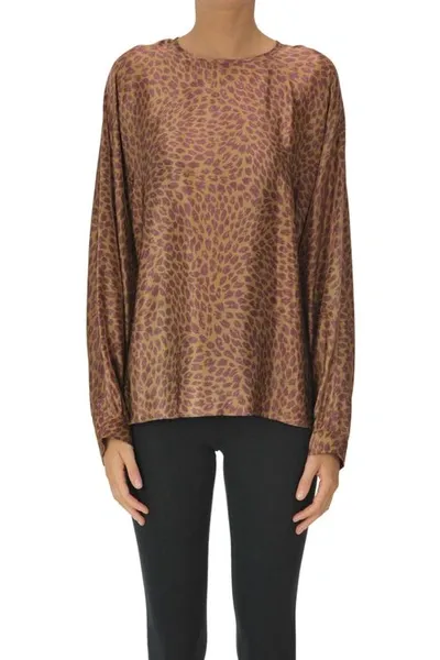 Max Mara Animal Print Silk Blouse In Multi