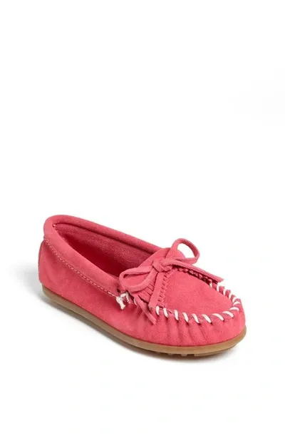 Minnetonka Kids' Kiltie Moccasin In Hot Pink