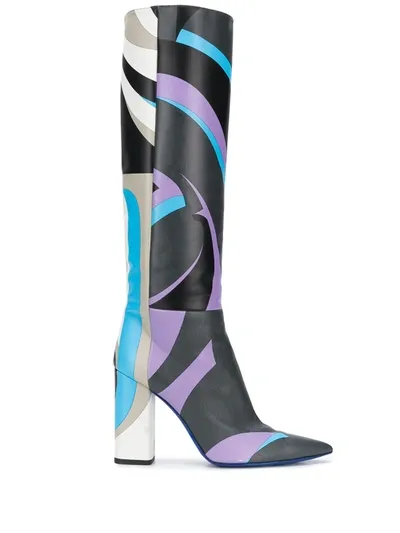 Emilio Pucci X Koché Graphic-print Boots In Black