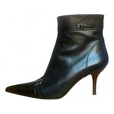 Pre-owned Dolce & Gabbana Leather Ankle Boots In Black