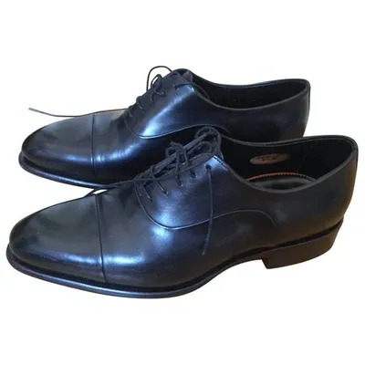 Pre-owned Santoni Leather Lace Ups In Black