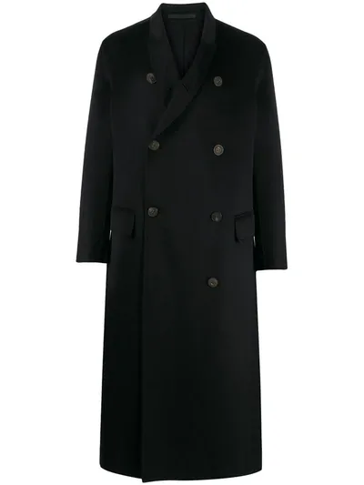 Giorgio Armani Shawl Collar Double-breasted Coat In Blue