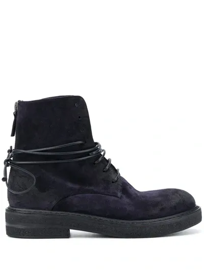 Marsèll Suede Ankle Boots With Lace Up Detail In Blue