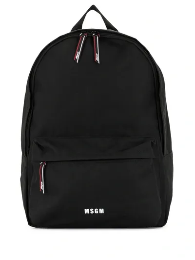 Msgm Logo Print Backpack In Black