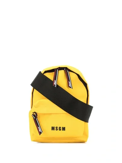 Msgm Logo Print Backpack In Yellow