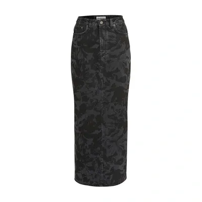 Balenciaga Grey Leaves Print Skirt