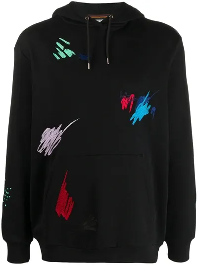 Paul Smith Marker Pen Embroidered Hoodie In Black