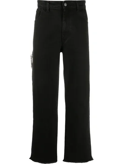 Raf Simons Chain-link Cropped Jeans In Black