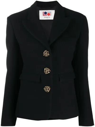 Ports 1961 Embossed Button Jacket In Black