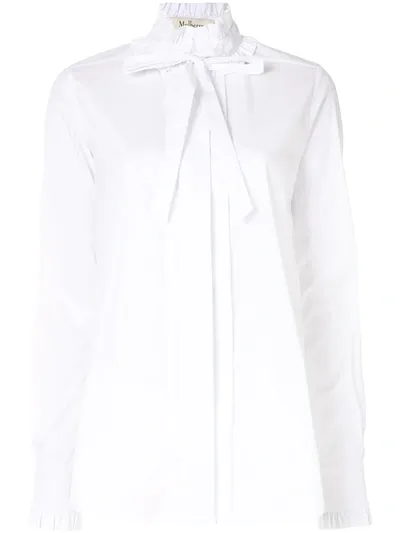 Mulberry Bow Detail Plain Shirt In White