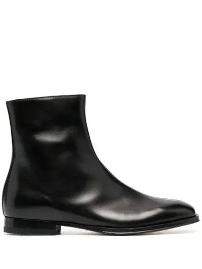 Paul Smith Chunky Zip-up Leather Boots In Black