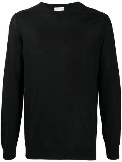 Caruso Round Neck Wool Jumper In Black